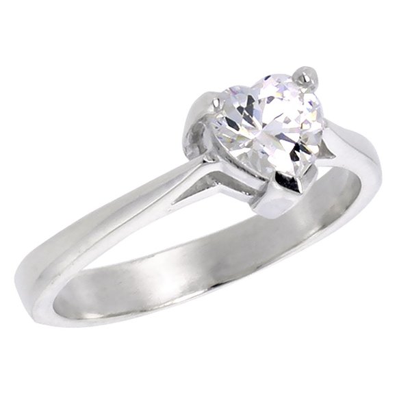 3/4CT Heart CZ Solitaire Engagement Ring